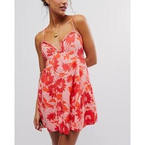 Free People Altura Printed Mini Dress in Strawberry Lemonade S/M